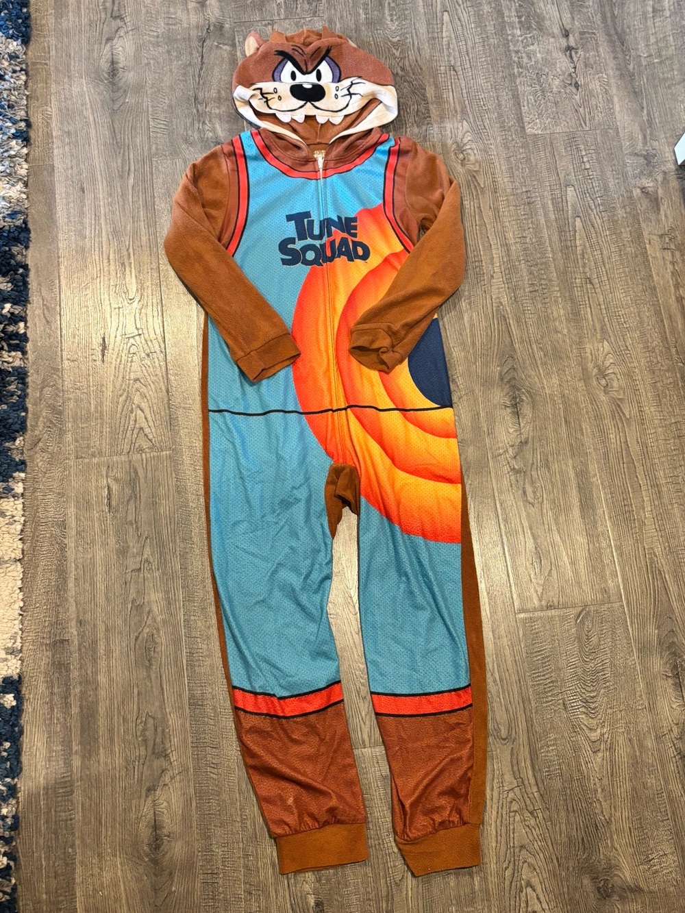 Looney Tunes Taz Tune Squad Kids One-Piece Pajamas - Brown/Blue